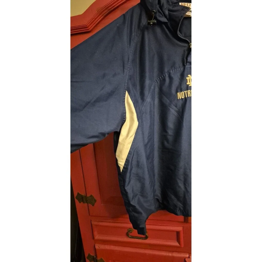 Vintage Red Oak Size XL Notre Dame Mens Pullover Jacket Navy Blue Embroidered